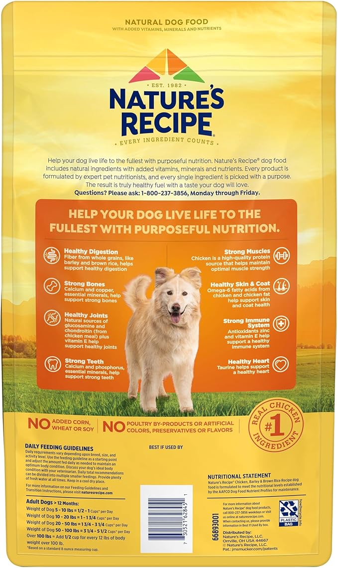 Nature's Recipe Dry Dog Food, Chicken, Barley & Brown Rice Recipe, 4 lb. Bag