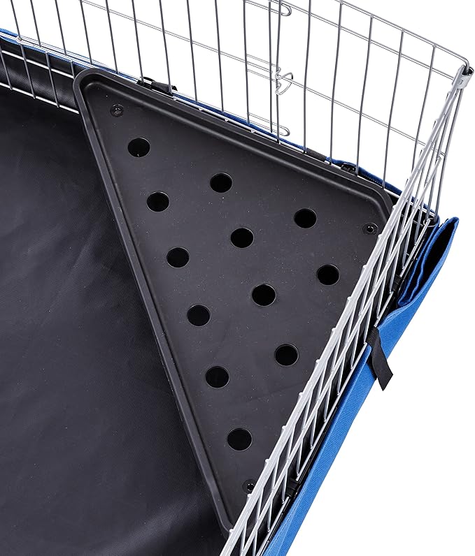 Amazon Basics - Comfortable Indoor-Outdoor Small Pet Guinea Pig Habitat Cage with Canvas Bottom, Blue, 46.65" L x 13.78" W x 23.62" H