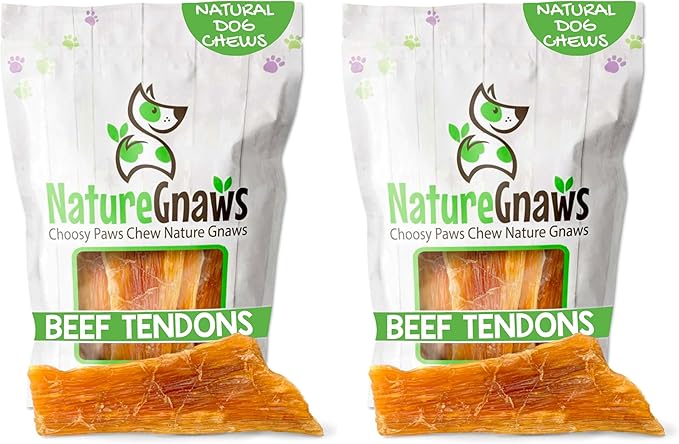 Nature Gnaws Beef Paddywack Tendons for Dogs 5-6" (10 Count) - Long Lasting for Aggressive Chewers - Natural Beef Dog Chew Bones - Rawhide Free (Pack of 2)