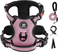 IVY&LANE No Pull Dog Harness for Small Dogs, Dog Vest Harness with Leash, Safety Belt and Storage Strap, Fully Adjustable, 360° Reflective Strip, Soft Handle (Pink, S)