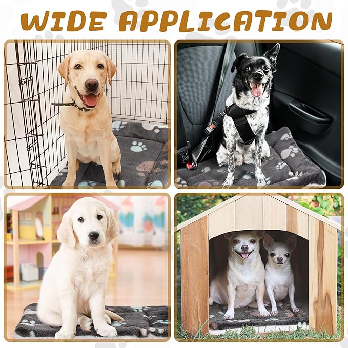 Tuanse 4 Pack Ultra Soft Dog Cat Bed Mat Small Animal Guinea Pig Bed with Cute Print Reversible Fleece Dog Crate Kennel Pad Cozy Washable Thickened Hamster Pet Beds Mat(23 x 18 Inches,Black)