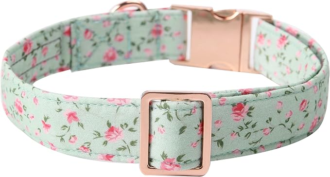 Unique style paws Cotton Dog Collar with Bow Puppy Collar with Green Flower for Small Medium Large Boys Girls Dogs
