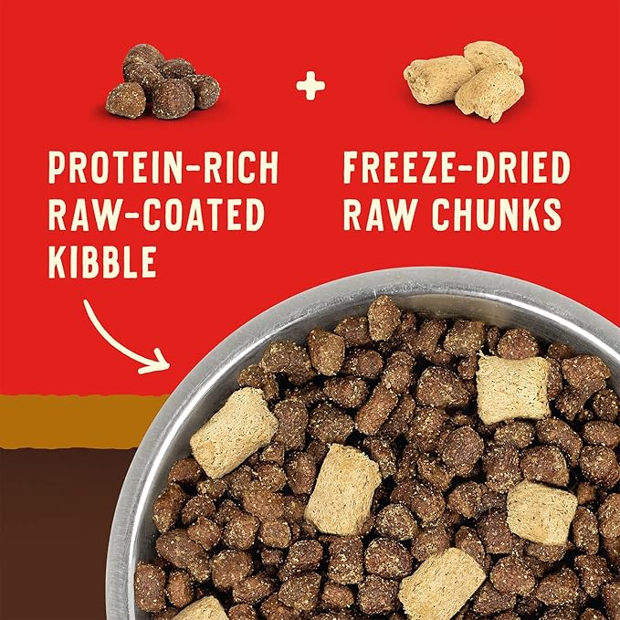 Stella & Chewy's Wild Red Raw Blend Kibble - Premium Freeze-Dried Raw Coated Dog Food - Perfect For Picky Eaters - High Protein Grain Free with 6 Poultry Sources - 21lb Bag