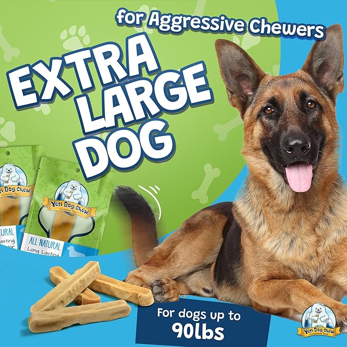 Yeti Dog Chew Yak Cheese Himalayan Dog Chews Long Lasting, Healthy, for Large, Medium and Small Dogs, Yak Bones for Dogs, Natural Yak Cheese Dog Chews, X-Large, 3 lb, Approx 8 Pcs