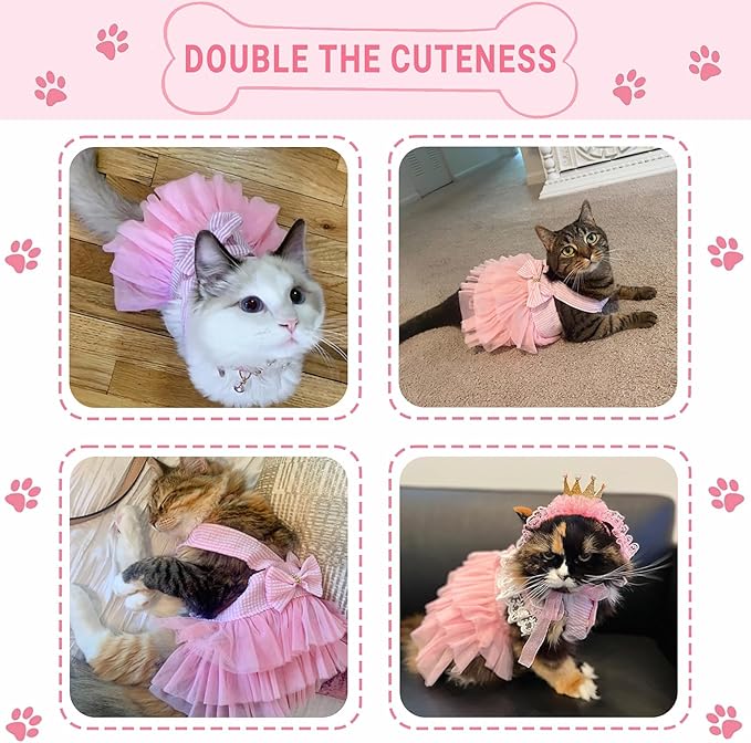 Dog Dresses, Fashion Pet Dog Clothes, Striped Mesh Puppy Dogs Princess Dresses (Pink, X-Small)