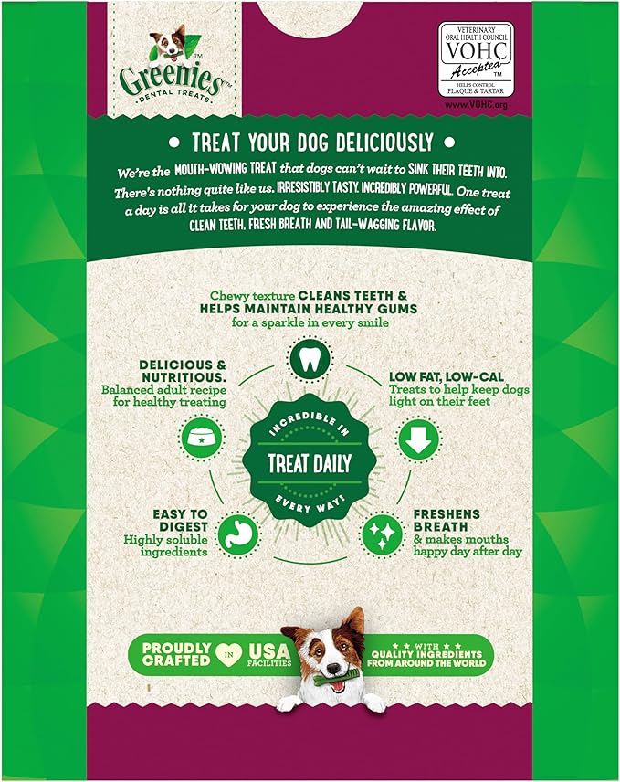 Greenies Veterinarian-Recommended Adult Natural Dental Dog Treats Regular Size, Weight Management Dog Dental Chews, 27 oz. Pack, 27 Count