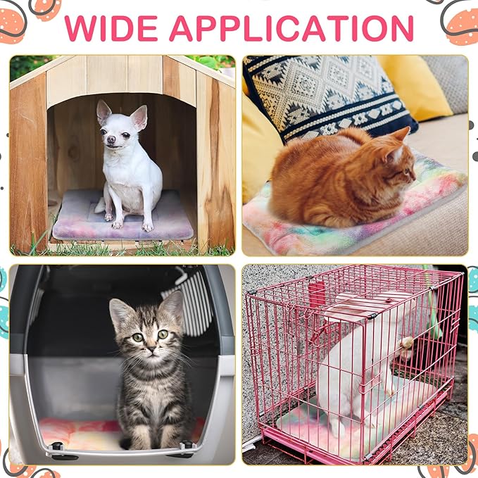 Haull 4 Pcs Waterproof Guinea Pig Bedding Guinea Pig Bed Plush Cage Liners Soft Rabbit Dog Crate Pad Cat Mat Reversible Cozy Animal Pee Pad Hamster Bunny Mat Accessory(Tie Dyed,18 x 24 Inch)