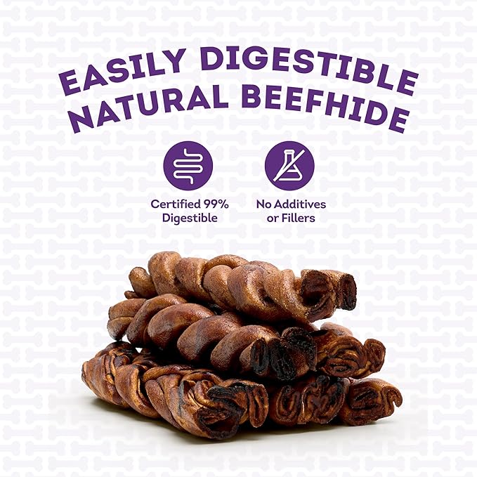 USA Beefhide Braids 7-8" Dog Chew Treats - Beef Flavor, 7 Count/2 Pack