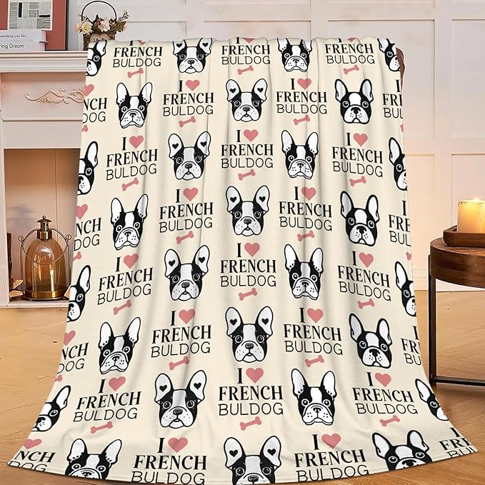 Boston Terrier Throw Blanket French Bulldog Frenchie Puppy Stuff Gifts for Dog Lover Kids Girls Boys Adults Women Men Soft Cozy Warm Plush Fluffy Fuzzy Fleece Blanket Decor 50''X60''