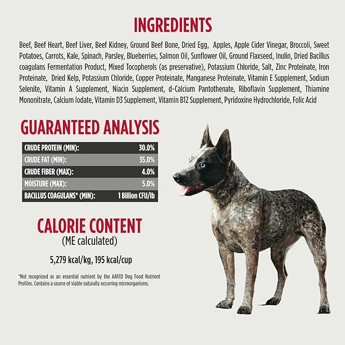 Nulo Freeze-Dried Raw Beef Recipe with Apples Complete and Balanced Dry Dog Food Kibble, 8 Ounce Bag