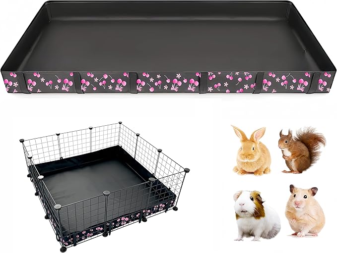 DZWLKJ Guinea Pig Cage Liner,Washable Tarp Bottom Base,Cherry Graphic,36"x36", Reusable for Rabbit, Chinchilla, Hedgehog, Ferret & Other Small Animals.