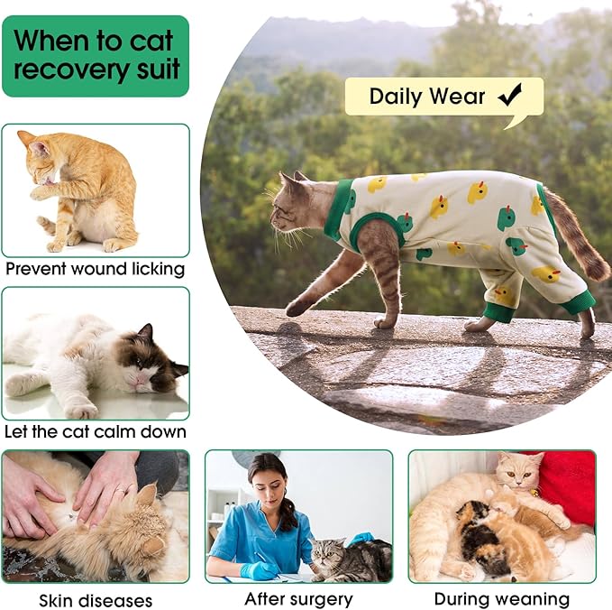 Cat Recovery Suit with Hind Legs, Breathable Onesie After Surgery Female for Abdominal Wounds or Skin Diseases, Anti-Licking Full Body Pet Surgical Pajamas, E-Collar Alternative Wear