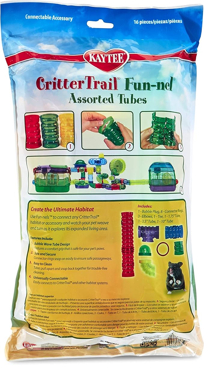 Kaytee CritterTrail Fun-nel 16-Piece Assorted Small Animal Habitat Tubes
