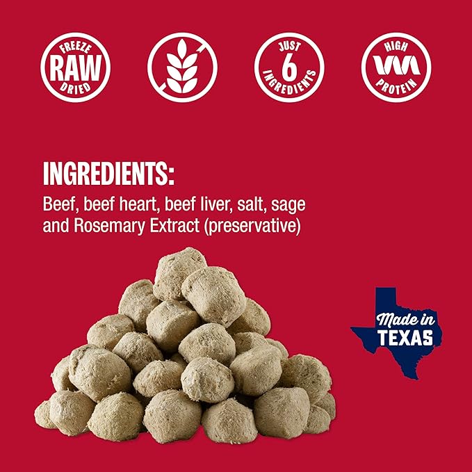 Muenster Freeze Dried Beef Meatball Dog Treats 4 oz - Grain Free, Made in USA
