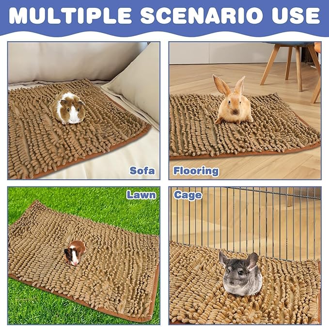 PINVNBY Guinea Pig Cage Liner Guinea Pig Bedding Washable Rabbit Mat Pads Reusable Small Animal Sleeping Bed for Bunny Hamster (55 x 28, Brown)