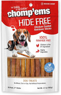 CHOMP 'EMS Chicken Hide Free Dog Chews - Rawhide Free Dog Treats - No Hide Alternative Chew Treat for All Life Stages, Stick, 5in, 10 Count