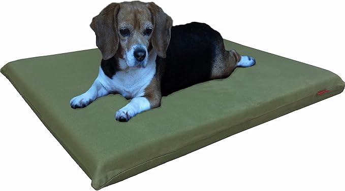 Dogbed4less Memory Foam Dog Bed for Small to Medium Large Pet with Waterproof Internal Cover, Canvas Olive Green External Cover 34X27X3 Inches