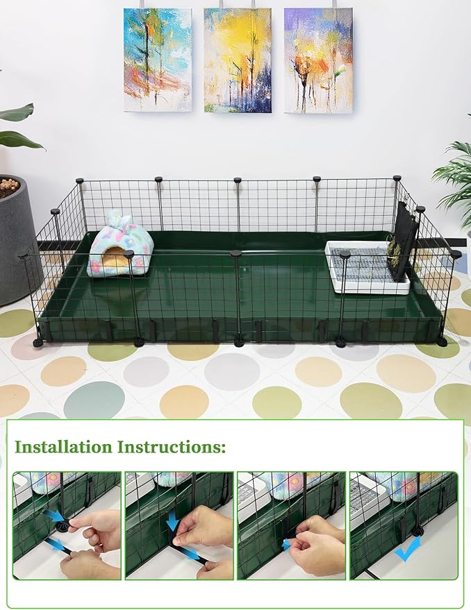 Guinea Pig Cage Liner, for 28"x56" Area Waterproof/Leakproof Base for Guinea Pig Cages. Reusable Bottom for Rabbits Hamsters Hedgehogs and Other Small Animals. Green