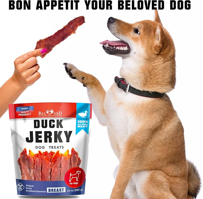 Dog Treats Duck Jerky 1.5 LB – Dog Food & High Protein Chews for Large, Medium & Small Breeds – Natural Healthy Training Strips & Snacks – Human Grade Real Meat – Grain Free, Rawhide Free, Bulk Pack