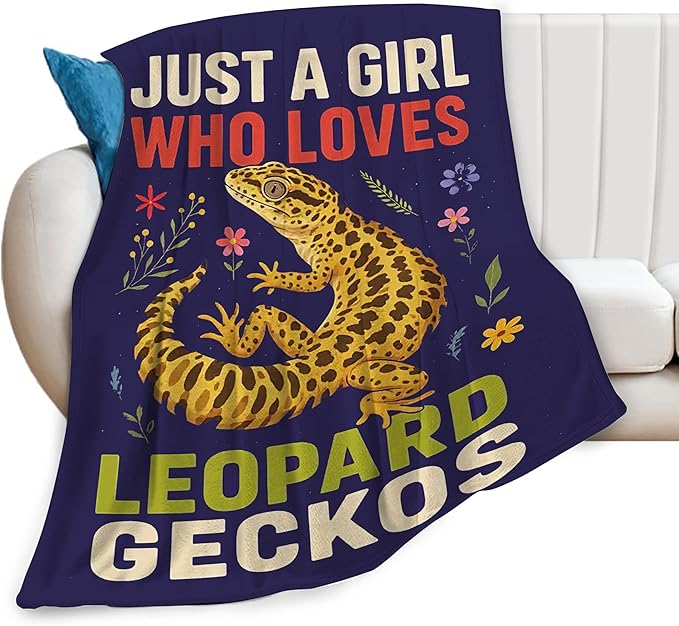 SweetFox Just A Girl Who Loves Geckos Blanket, Gecko Decor Throw Blanket Gifts for Girls Boys Lovers Super Warm Soft Plush Fleece Flannel Winter Bedding Blankets for Kids Adults Men Women 50"X40"