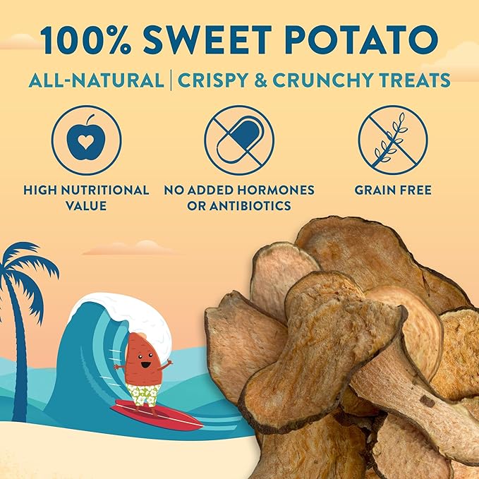 Just Sweet Potato Chips – Single Ingredient Dog Treats, All Natural & Healthy Training Snacks for Small, Medium & Large Breeds, Puppies – High Protein, Made in US - 4oz