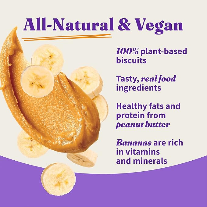 Halo Holistic Vegan Dog Treats, Plant-Based Dog Treat with Oats, Peanut Butter & Banana, Vegan Treat Pouch, 8 Oz bag