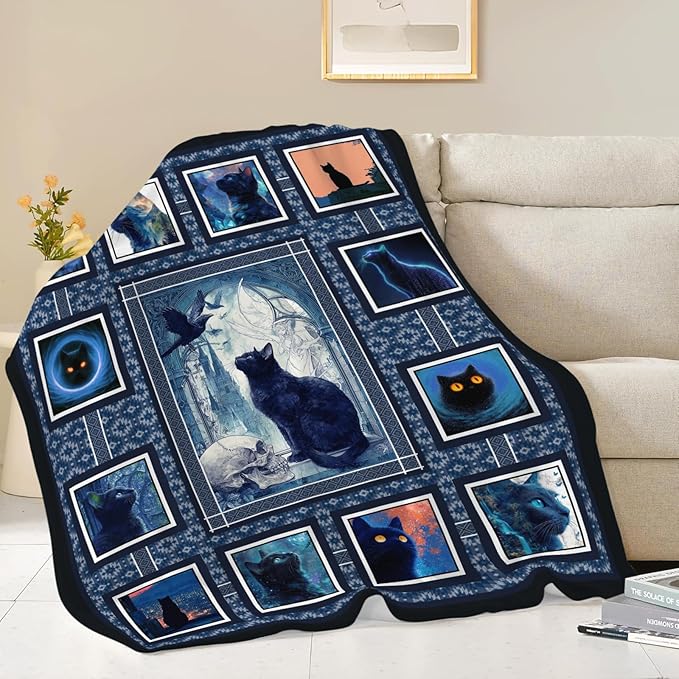 Cat Throw Blanket Cat Stuff Gifts for Kids Girls Boys Adults Women Men Soft Cozy Warm Plush Fluffy Fuzzy Fleece Blanket Decor 50''X60''