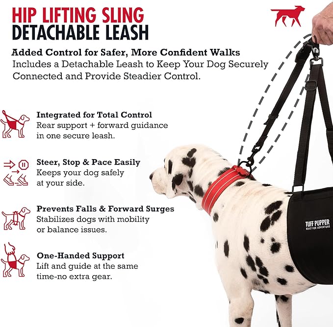 Tuff Pupper Dog Sling Hip Harness | Rear Lift Support for Senior & Injured Dogs | Adjustable Mobility Aid | Strong Padded Handle | Comfortable Design | Hip & Hind Leg Assistance (Tall, Male)