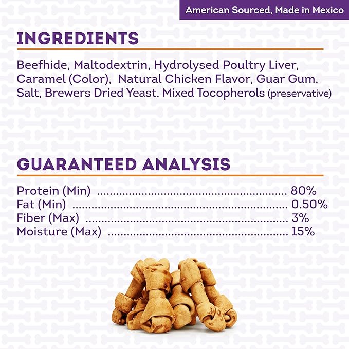 American Sourced Beefhide Bones 4-5" Dog Chew Treats - Chicken Flavor, 10 Count/1 Pack