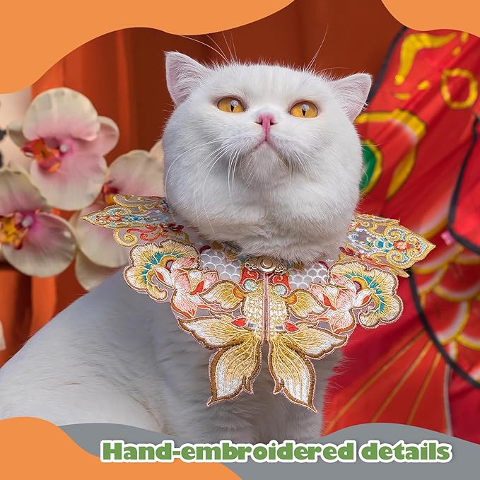 Leo Kitty New Year Pet Outfit for Cats & Small Dogs — Hand-Embroidered Koi-Motif Costume, Warm Yet Breathable Collar Clothing, Gift-Ready