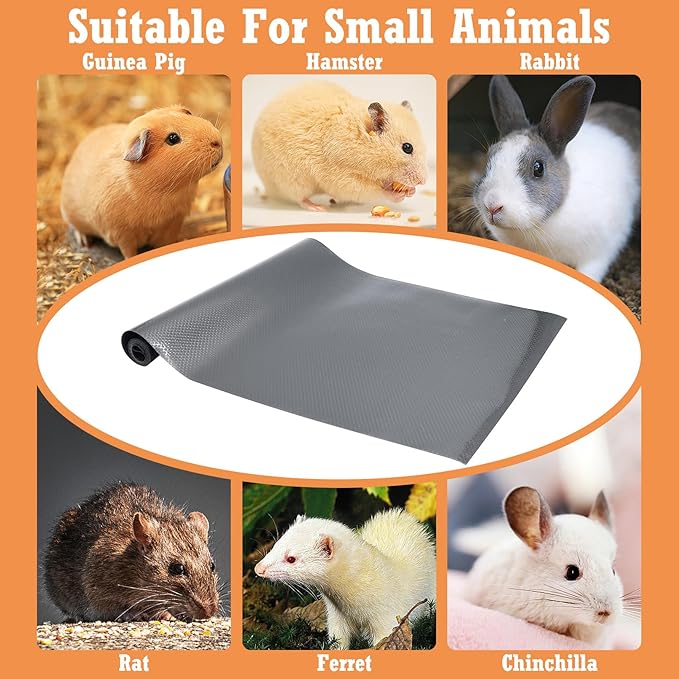 Hamiledyi Guinea Pig Cage Liner Reusable Small Animal Bedding Easily Cut to Suit Cage Washable Guinea Pig Pee Pads for Rabbit Hamster Chinchillas Rat (24" x 118" Grey)