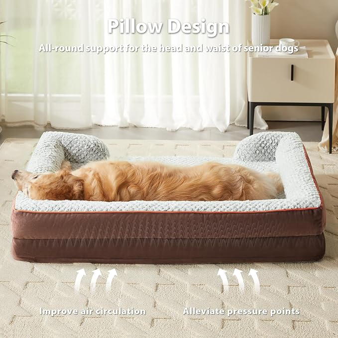 LEXTRO Orthopedic Dog Bed for Medium Dogs, Egg Crate Foam Bed for Medium Dogs, Equipped with Removable Waterproof Pillow Cover and Anti-Slip Bottom, Pet Bed