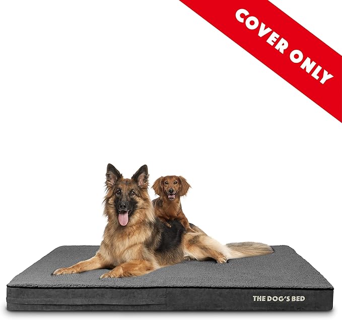 The Dog’s Bed Replacement Outer Cover, Plush Fabric, Grey, XXL, 4-Inch