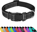Reflective Dog Collar, Adjustable Soft Neoprene Padded Nylon Pet Collars with Buckle for Puppy and Small Dogs, Cats, Black,XS