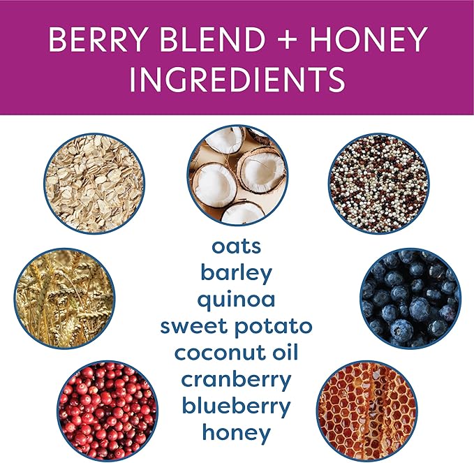 Body and Soul Berry Blend + Honey Crunchy Premium Training Dog Treats Superfood Oven Baked Biscuits Oats Barley & Quinoa - Clean Natural Plant Protein, No Additives No Fillers Made in USA 2Pk (20oz)