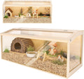 Wooden Hamster Cage, 48inch Large Hamster Cage Enclosure with Openable Top & Thickened Acrylic for Small Animals, Guinea Pig, Rabbit, Rat, 48"L x 20''W x 20''H Hamster Habitat with Multi-vent