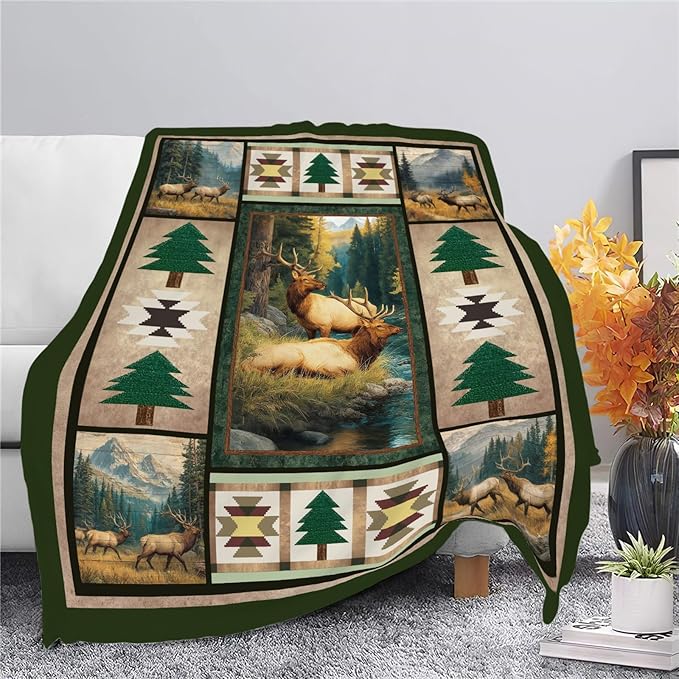 Deer Throw Blanket Deer Elk Stuff Gifts for Kids Girls Boys Adults Women Men Soft Cozy Warm Plush Fluffy Fuzzy Fleece Blanket Decor 60''X80''