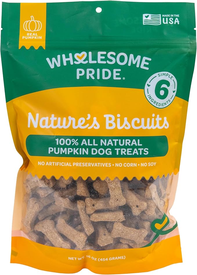 Wholesome Pride Nature's Biscuits Mini Dog Treats, Pumpkin