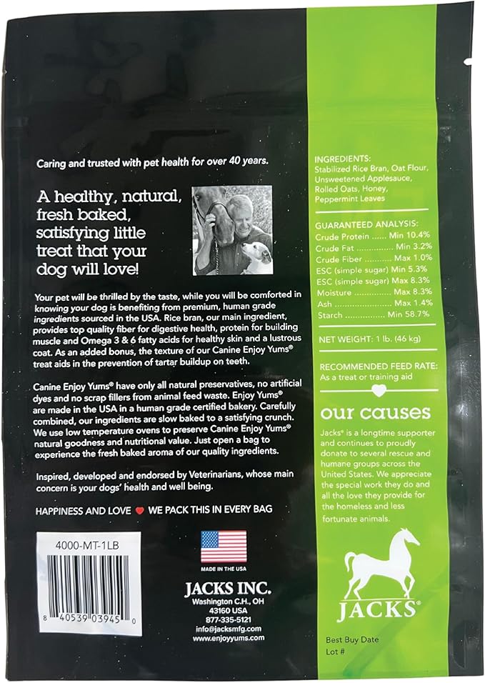 Mint Dog Treats – 1 lb Bag – All-Natural, Low Sugar Dog Biscuits with Peppermint & Honey – Vet-Approved – Made in USA