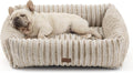 Bedsure ComfyFleece™ Cute Dog Bed Medium Size Dog - Washable Furry Puppy Beds, Rectangle Orthopedic Corduroy Fleece Pet Beds with Removable Zipper Cover, 30x24x8inches,Amphora