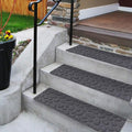 Aucuda 6pcs 8.5" x 30" Stair Treads Outdoor for Elders and Dogs on Wooden Steps, Non Slip Stair Runner Rug Heat Insulation Rubber Backing, Gray Stone Staircase Mat Carpet for Indoor Grip Farmhouse.