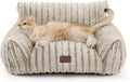 Bedsure ComfyFleece Cute Cat Couch for Pets - Fluffy Cat beds with Premium Soft Corduroy Fleece, Fuzzy Cats beds for Indoor Cats with Removable Washable Cover, Supportive Pet Sofa, 24inch, Amphora
