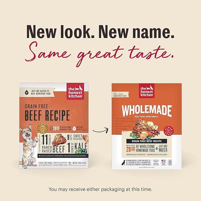 The Honest Kitchen Human Grade Wholemade™ Dehydrated Dog Food, Grain Free Beef 10 lb (makes 40lbs)