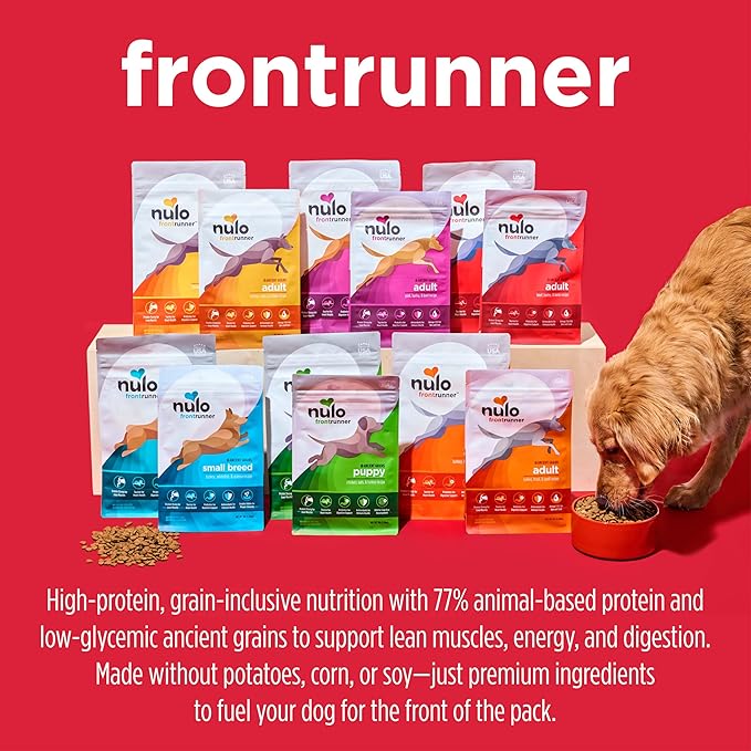 Nulo Frontrunner Puppy Food - High-Protein Chicken, Oats & Turkey Recipe Kibble, Natural Dry Dog Food with DHA, Ancient Grains, Probiotics, Taurine, Omega 3 for Small, Medium & Large Breeds, 25lb Bag