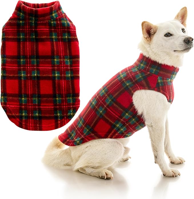 Gooby - Stretch Fleece Vest, Pullover Fleece Vest Jacket Sweater for Dogs, Plaid Red, 3X-Large