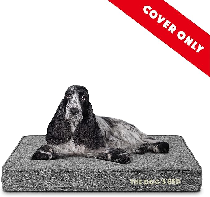 The Dog’s Bed Replacement Outer Cover, Linen Fabric, Grey Linen, Medium, 4-Inch