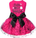 Fitwarm Little Miss Bootiful Halloween Dog Dress, Funny Costumes for Small Dogs Girl, Pet Outfit, Black, Hot Pink, XS