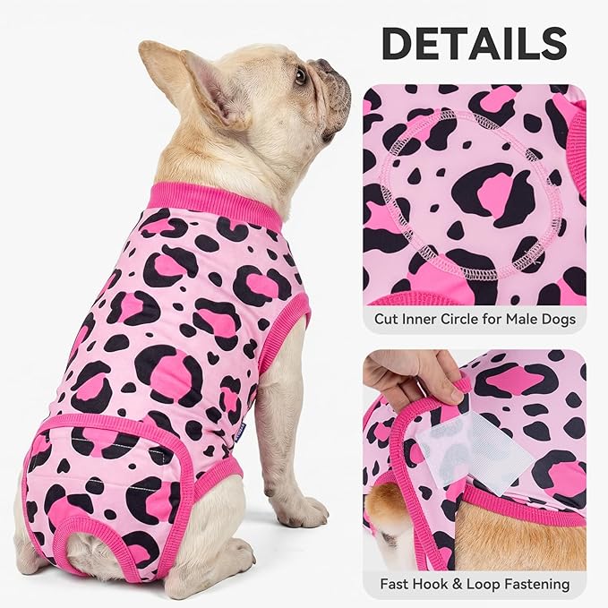 cyeollo Dog Recovery Suit Female, Breathable Surgery Suit for Dogs Female After Spayed, Soft Surgical Body Suit Dog Onesie, E-Collar & Cone Alternative, Anti-Licking Wound Surgery Clothes, Leopard S