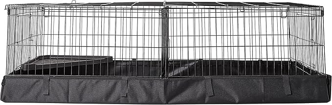 Amazon Basics Leakproof Canvas Bottom Guinea Pig Cage, Easy to Clean Small Animal Habitat with Divider Set, Indoor/Outdoor, Portable, No Tools Needed, 47.6"L x 24.2"W x 14"H, Black