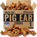 K9warehouse Pig Ears for Dogs - Natural Bulk - 100% Pork Pig Ear Strips for Dogs - Alternative to Rawhide Chews - Thick Cut Pig Ears for Dog Treats for All Breeds Packed in USA - 16oz